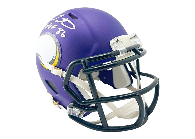 Fran Tarkenton Signed HOF 86 Insc Minnesota Vikings Speed Mini Football Helmet Beckett
