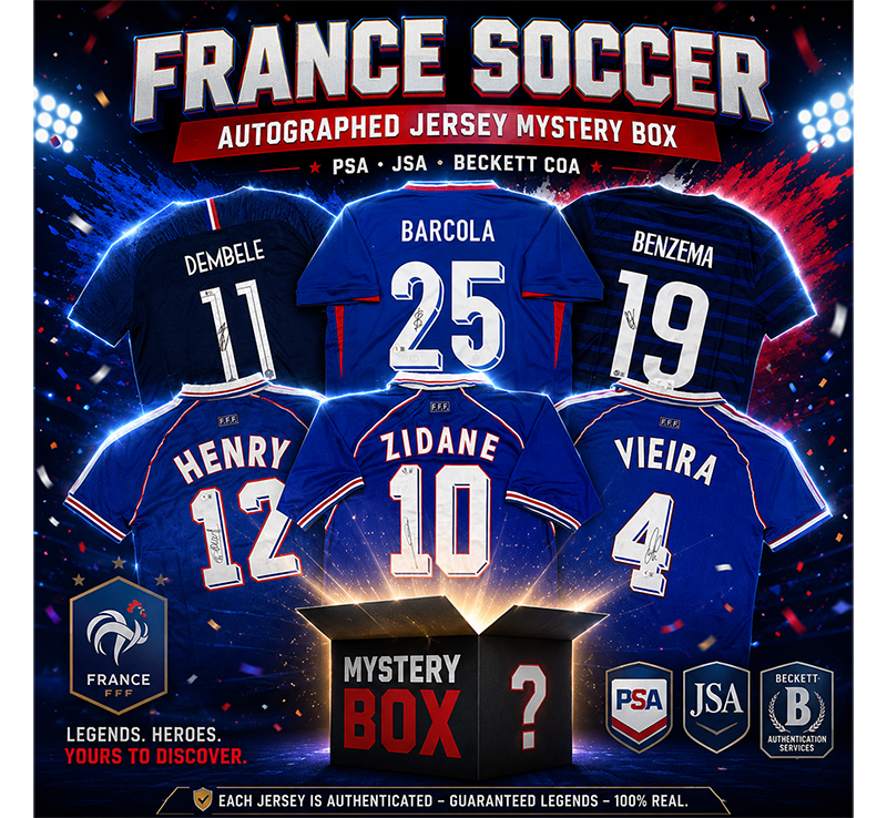 France Soccer Autographed/Signed Jersey Mystery Box with PSA JSA or Beckett COA