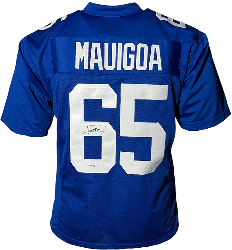Francis Mauigoa Signed New York Blue Football Jersey JSA