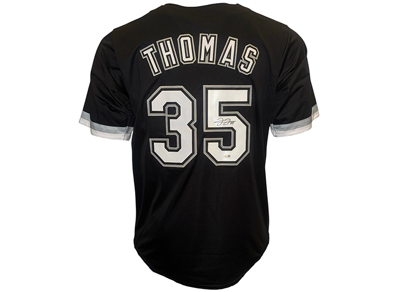 Frank Thomas Signed Chicago Black Baseball Jersey JSA