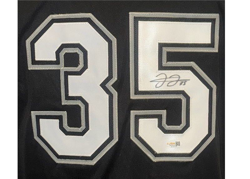Frank Thomas Signed Chicago Black Baseball Jersey JSA