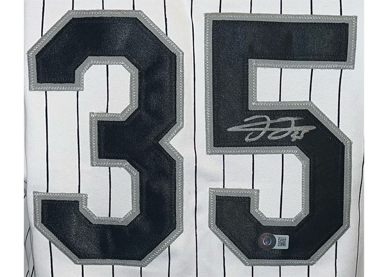 Frank Thomas Signed Chicago White Pinstripe Baseball Jersey Beckett