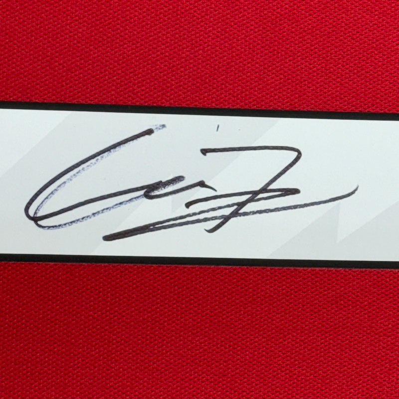 Framed Autographed/Signed Alejandro Garnacho 35x39 Manchester United Red Soccer Jersey Beckett BAS COA