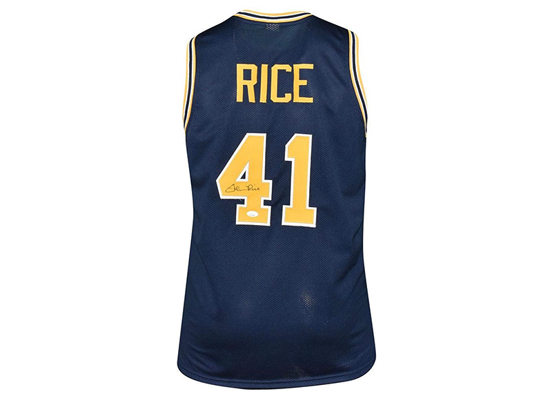 Glen Rice Signed Custom College Blue Basketball Jersey (JSA)