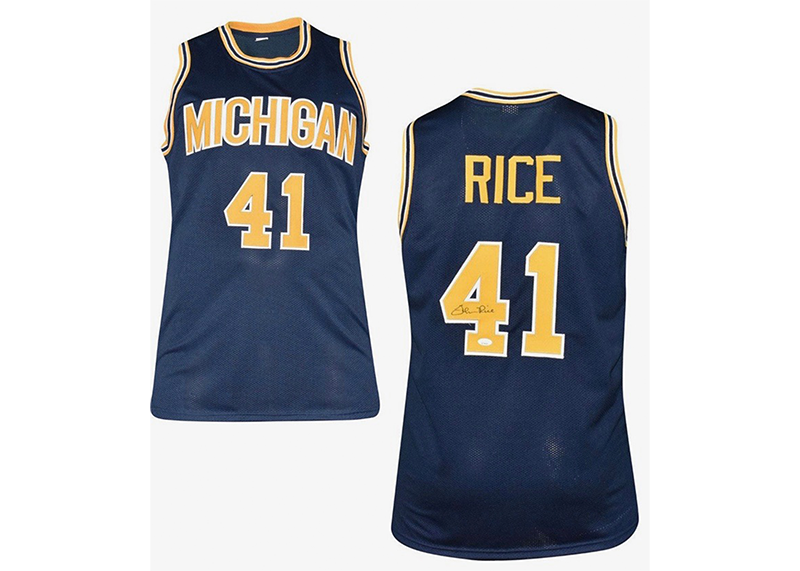 Glen Rice Signed Custom College Blue Basketball Jersey (JSA)