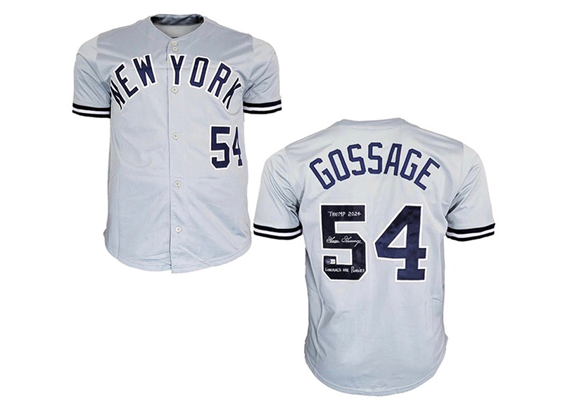 Goose Gossage Signed New York Grey Custom Jersey Beckett 2 inscription "Trump 2024" & "Liberals are pussies"