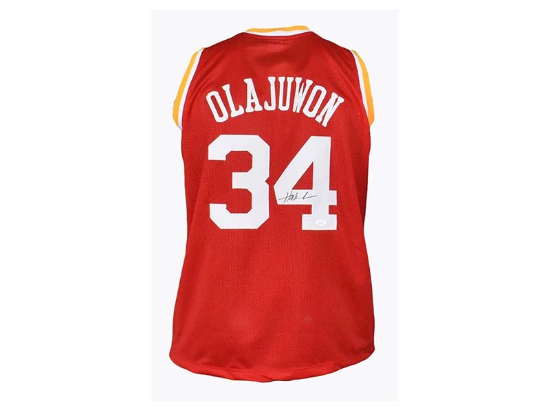 Hakeem Olajuwon Signed Custom Houston Basketball Jersey Red (JSA)