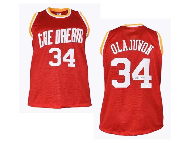 Hakeem Olajuwon Signed Custom Houston Basketball Jersey Red (JSA)