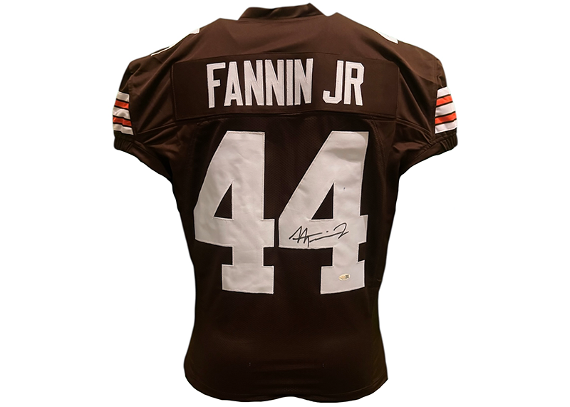 Harold Fannin Jr Signed Cleveland Brown Game Cut Football Jersey JSA