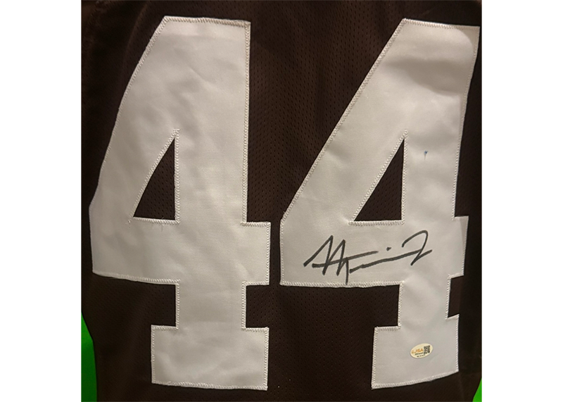 Harold Fannin Jr Signed Cleveland Brown Game Cut Football Jersey JSA