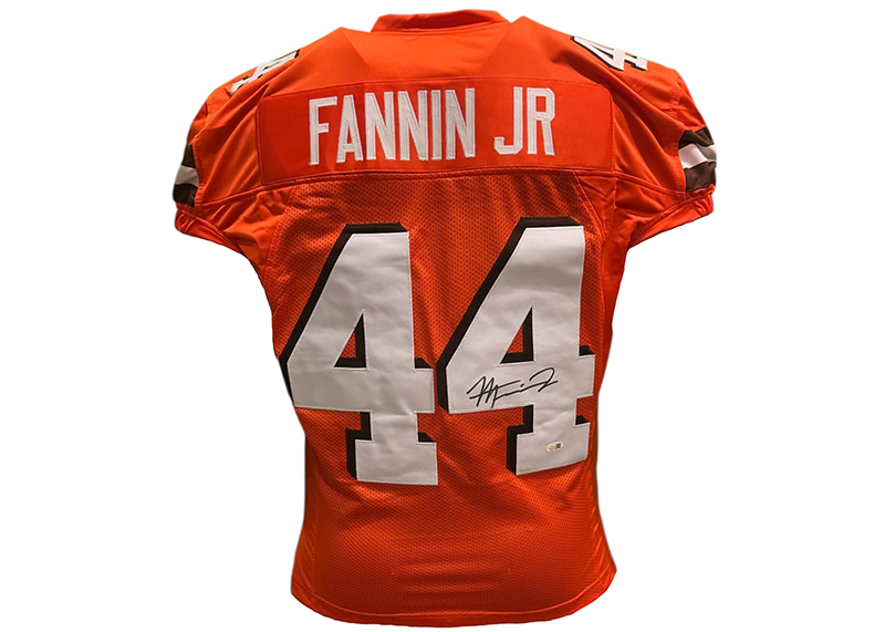 Harold Fannin Jr Signed Cleveland Orange Game Cut Football Jersey JSA