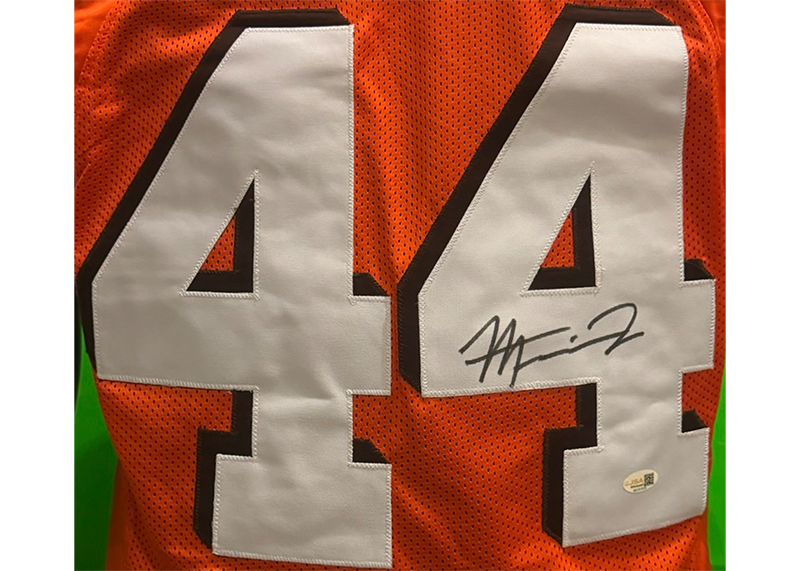 Harold Fannin Jr Signed Cleveland Orange Game Cut Football Jersey JSA