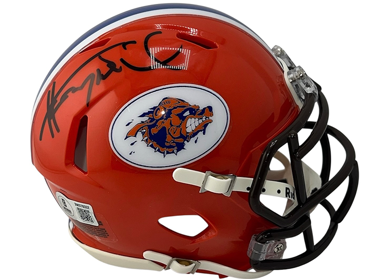 Henry Winkler Coach Klein Signed Mud Dogs Speed Mini Orange Football Helmet Beckett