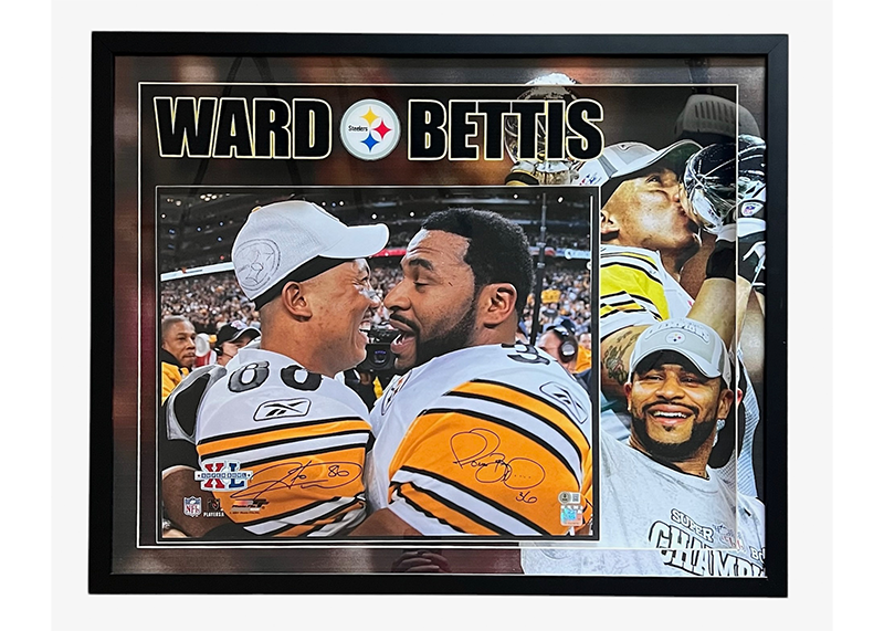 Hines Ward & Jerome Bettis Signed 3D LED Lights Franed Photo Beckett 31x25