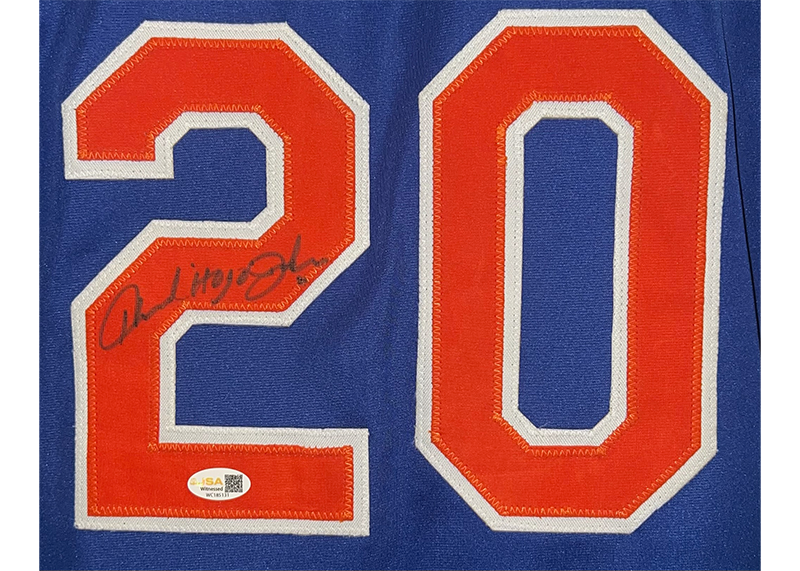 Howard Johnson Signed New York Blue Baseball Jersey JSA