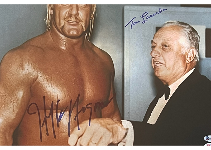 Hulk Hogan & Tommy Lasorda Dual Signed Photo Framed 27x24 JSA PSA Beckett
