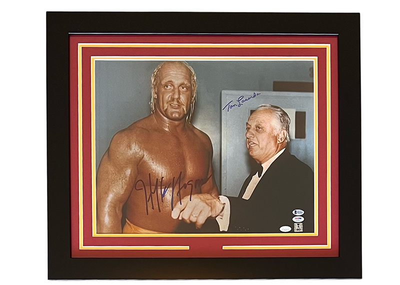 Hulk Hogan & Tommy Lasorda Dual Signed Photo Framed 27x24 JSA PSA Beckett