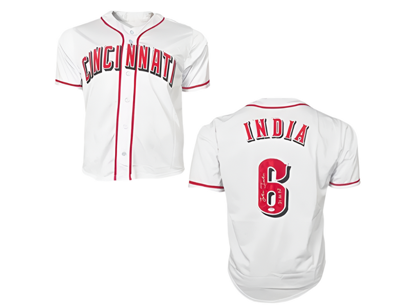 Jonathan India Signed 21 NL ROY Inscription Cincinnati White Baseball Jersey PSA