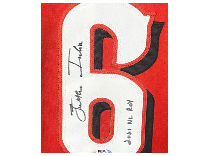 Jonathan India Signed 2021 NL ROY Inscription Cincinnati Red Baseball Jersey PSA