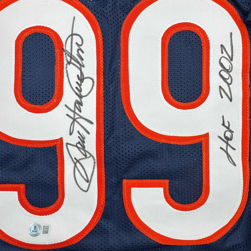 Autographed/Signed Dan Hampton HOF 2002 Chicago Blue Football Jersey Beckett BAS COA