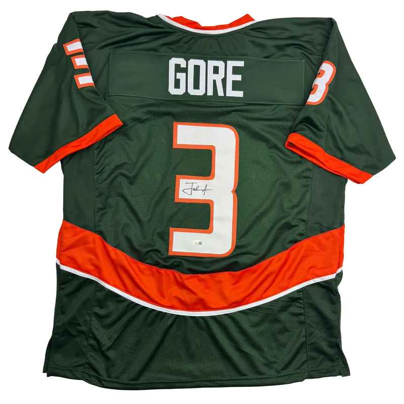 Autographed/Signed Frank Gore Miami Green Football Jersey JSA COA