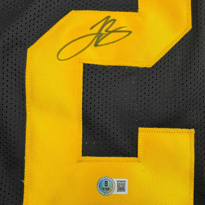 Autographed/Signed Le'Veon LeVeon Bell Pittsburgh Black Color Rush Football Jersey JSA COA