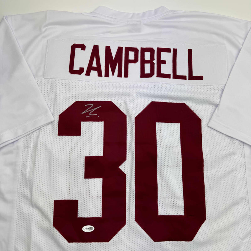 Autographed/Signed Jihaad Campbell Alabama White College Football Jersey JSA COA