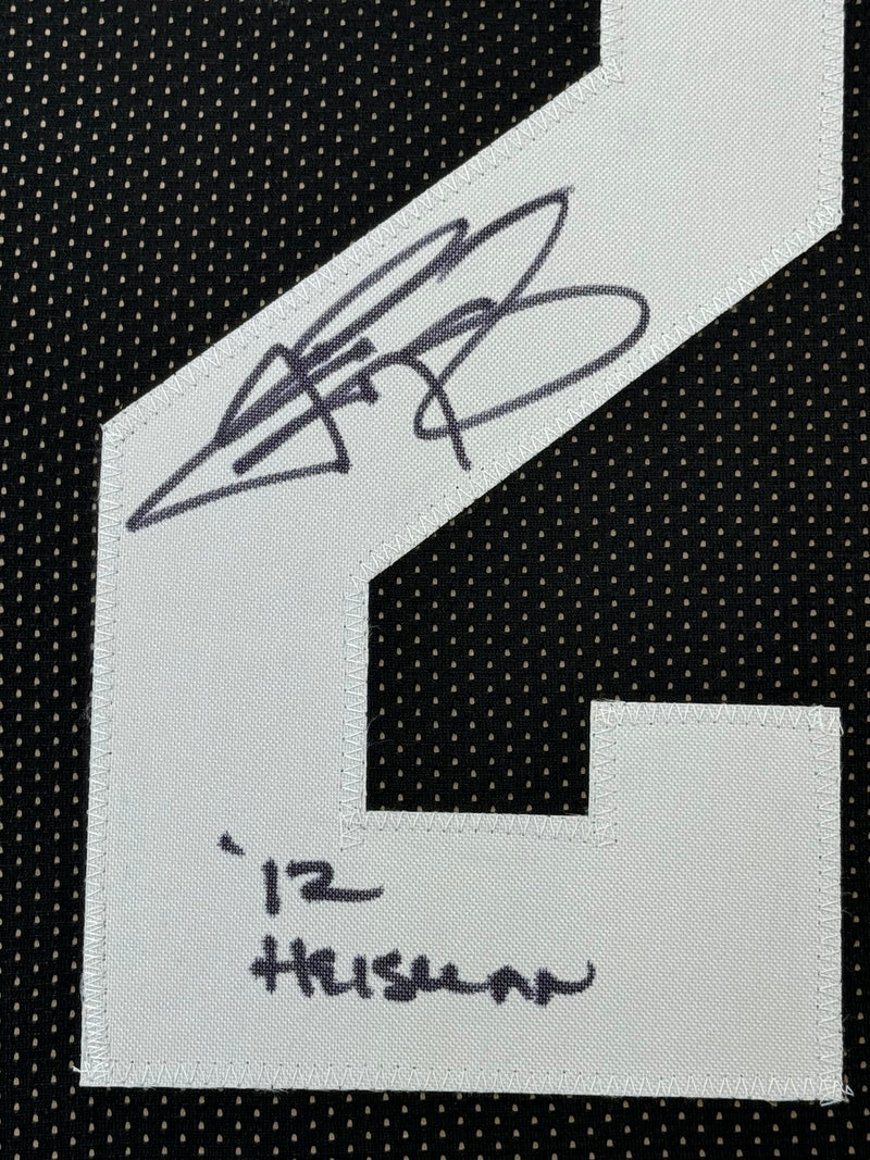 Framed Autographed/Signed Johnny Manziel 12 Heisman 35x39 Texas A&M Black College Football Jersey JSA COA