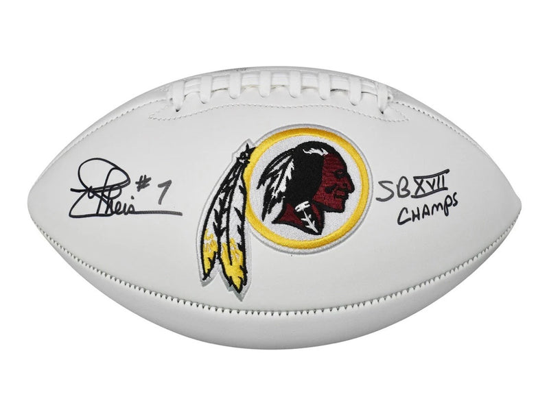 Joe Theismann Signed Washington Redskins SB XVII Champs Inscription Logo Football (JSA)