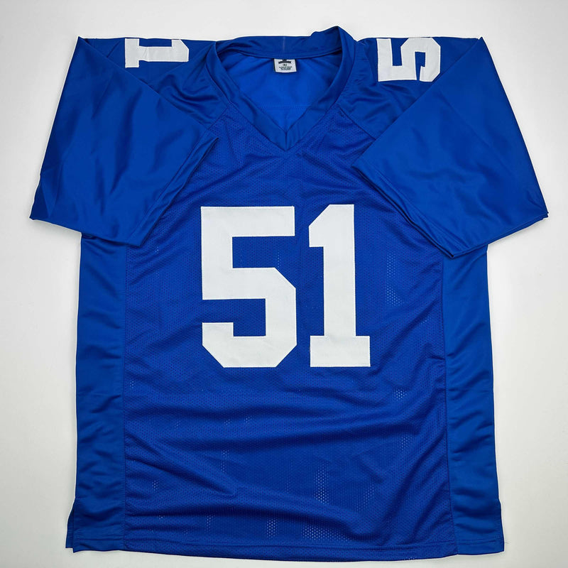 Autographed/Signed Abdul Carter New York Blue Football Jersey Beckett BAS COA