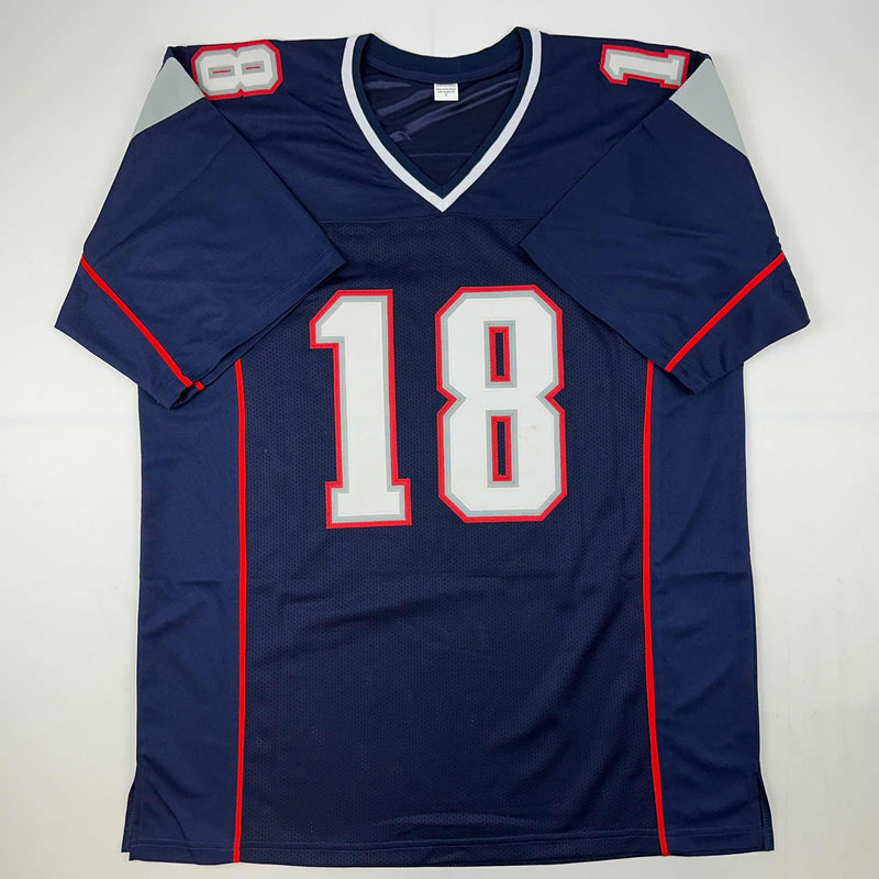 Autographed/Signed Matthew Slater New England Blue Football Jersey Beckett BAS COA