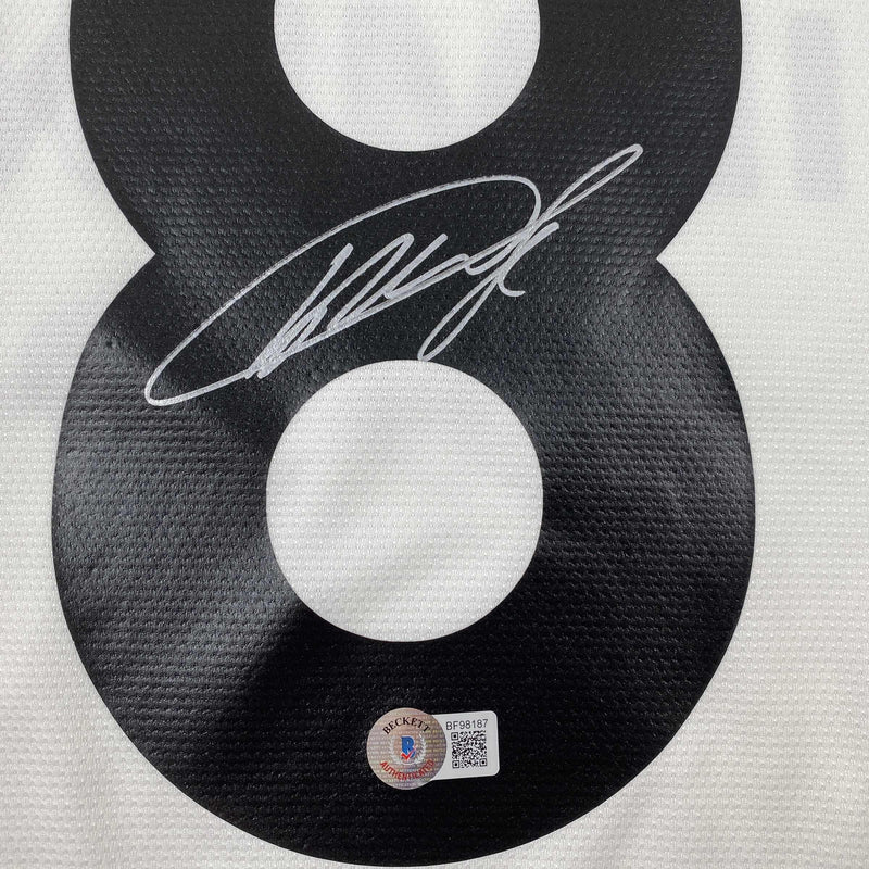 Autographed/Signed Ricardo Kaka Real Madrid White Soccer Futbol Jersey Beckett BAS COA