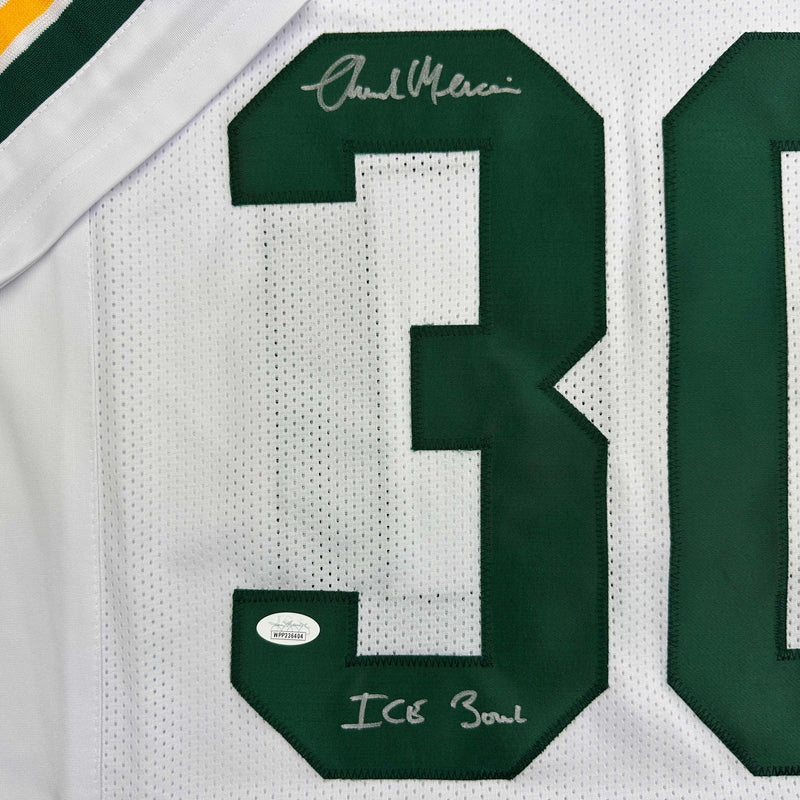 Autographed/Signed Chuck Mercein Ice Bowl Green Bay White Football Jersey JSA COA