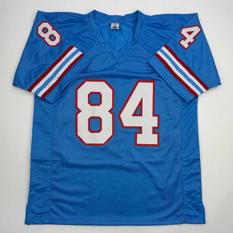 Autographed/Signed Haywood Jeffires Tennessee Retro Light Blue Football Jersey JSA COA