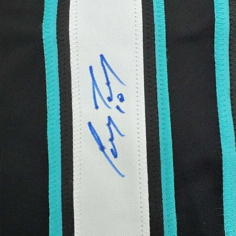 Framed Autographed/Signed Corey Perry 35x39 Anaheim Black Retro Hockey Jersey JSA COA