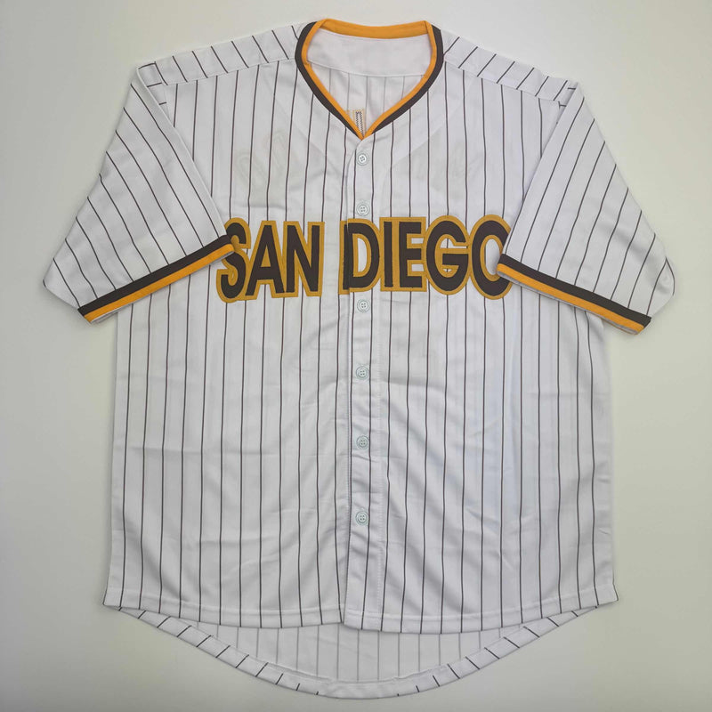 Autographed/Signed Manny Machado San Diego Pinstripe Baseball Jersey Beckett BAS COA