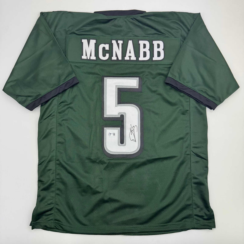 Autographed/Signed Donovan McNabb Philadelphia Green Football Jersey Beckett BAS COA