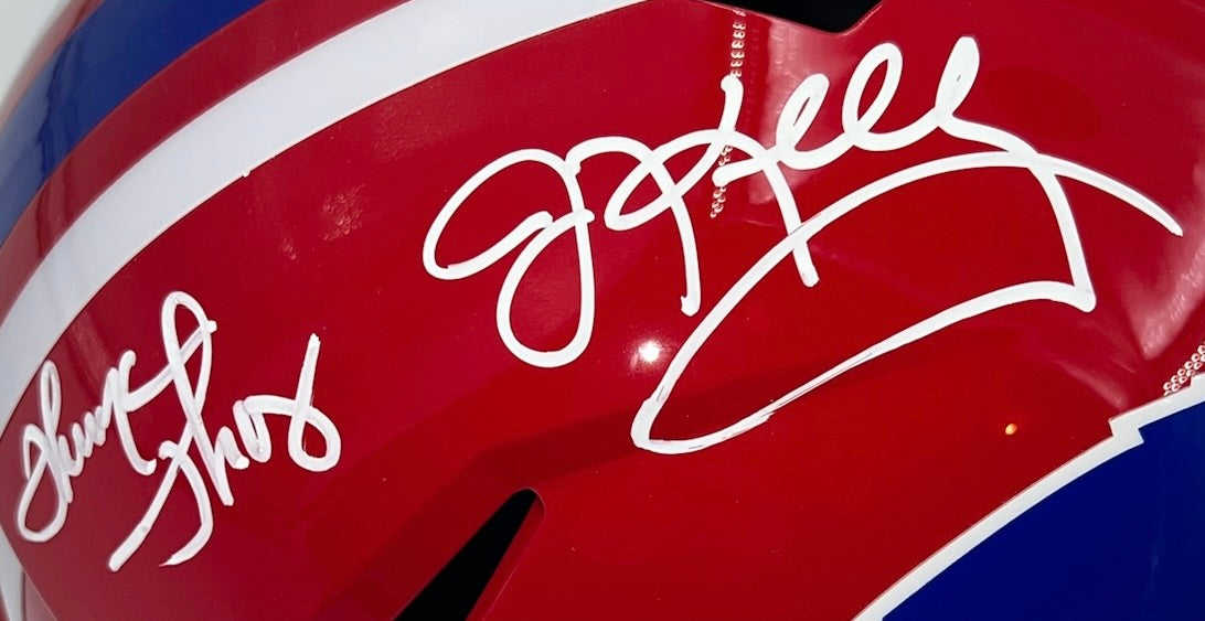 Bills Triplets Signed Buffalo Bills TB 87-01 Speed Full Size Football Helmet Beckett