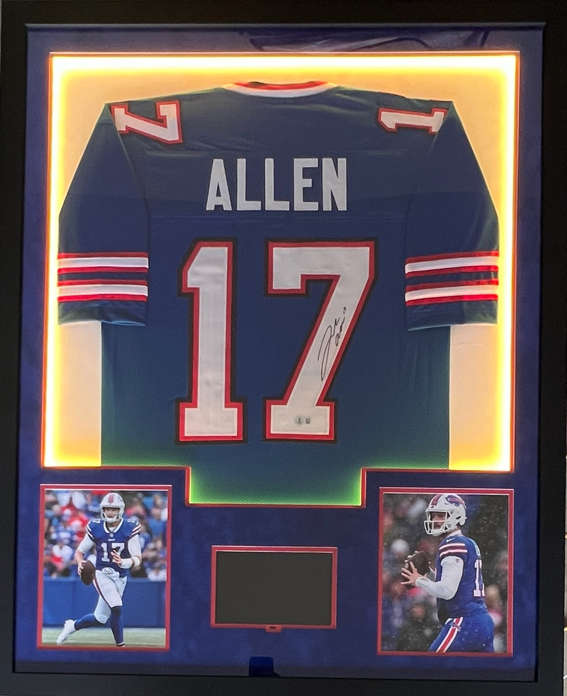 Josh Allen Signed Framed Jersey 34x42 LED Lighted Display w/ Playable Video TV Beckett