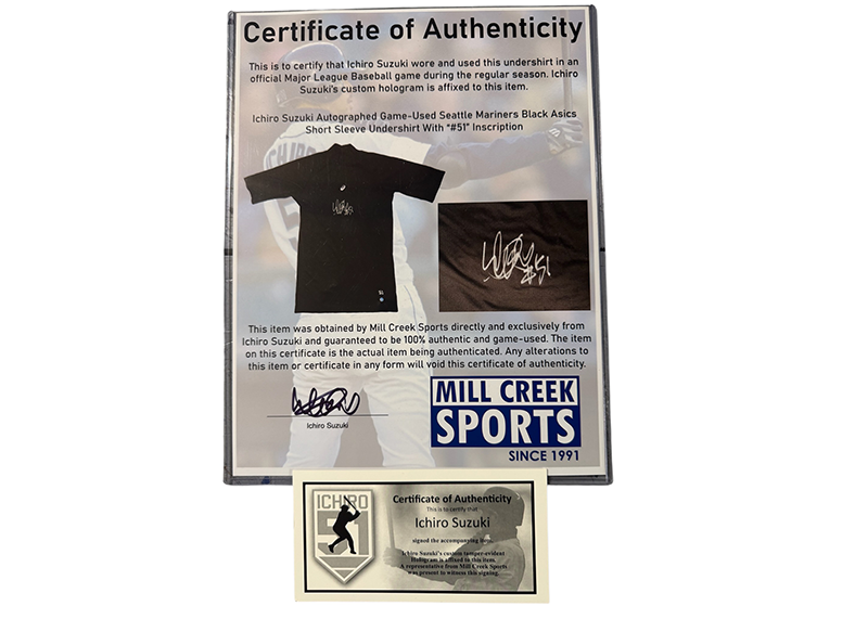 Ichiro Suzuki Signed Game Used Seattle Mariners Asics Undershirt #51 Mill Creek