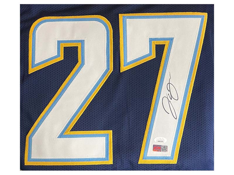 JC Jackson Autographed Blue Custom Football Jersey (JSA)