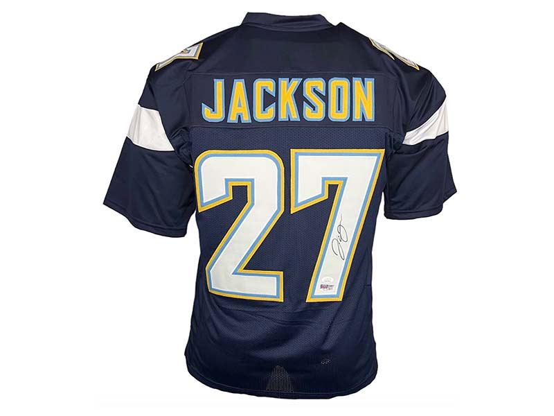 JC Jackson Autographed Blue Custom Football Jersey (JSA)