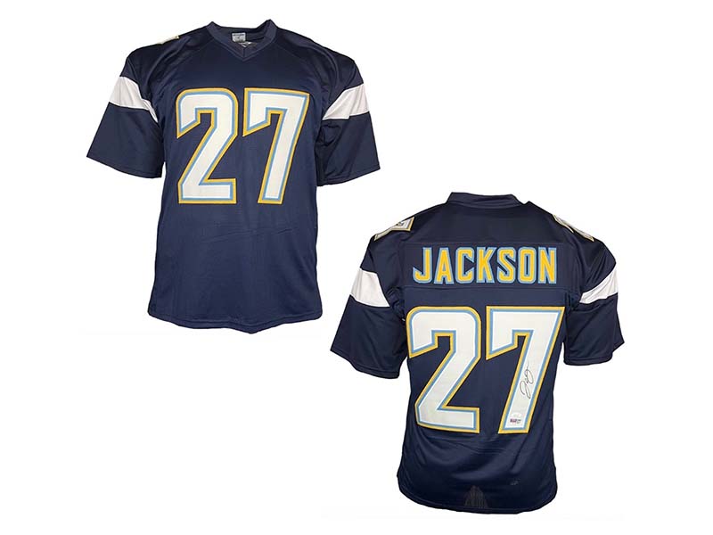 JC Jackson Autographed Blue Custom Football Jersey (JSA)