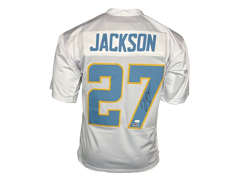 JC Jackson Autographed￼ White Custom Football Jersey (JSA)