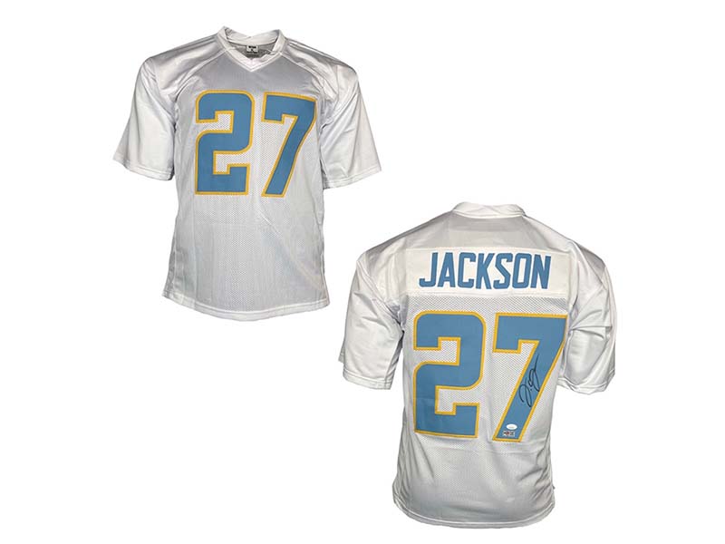 JC Jackson Autographed￼ White Custom Football Jersey (JSA)