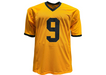 Yellow sports jersey with number 9 on a white background