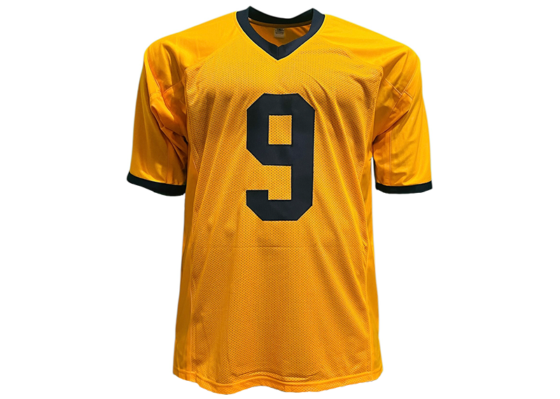 Yellow sports jersey with number 9 on a white background