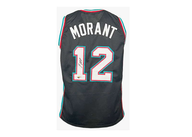 Ja Morant Signed Custom Memphis Retro Black Basketball Jersey Beckett