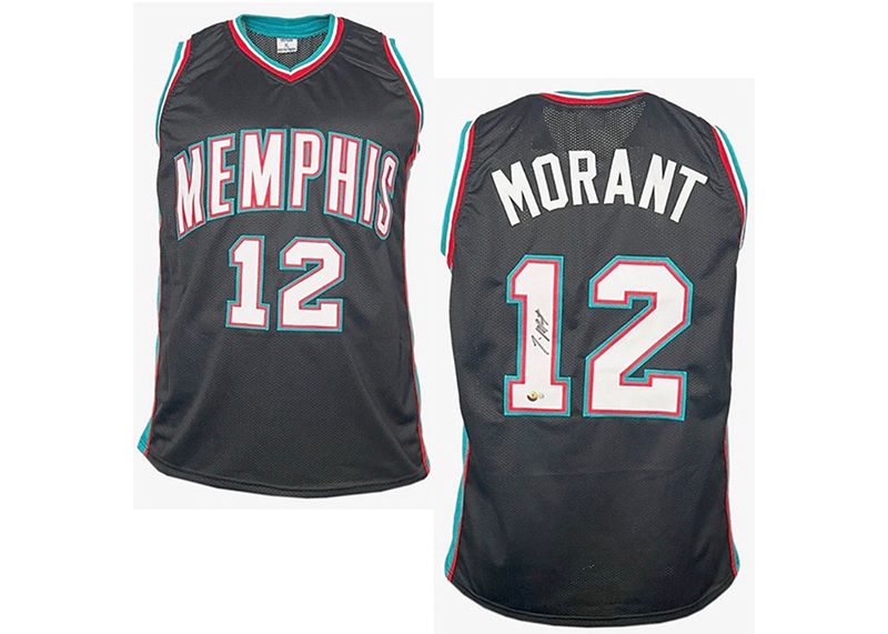 Ja Morant Signed Custom Memphis Retro Black Basketball Jersey Beckett