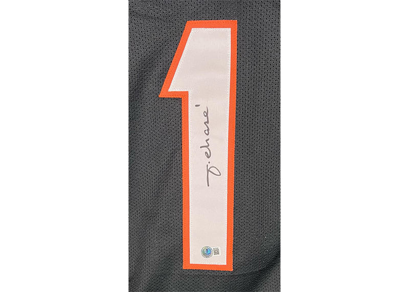 Ja'Marr Chase Signed Cincinnati Black Game Cut Football Jersey Beckett